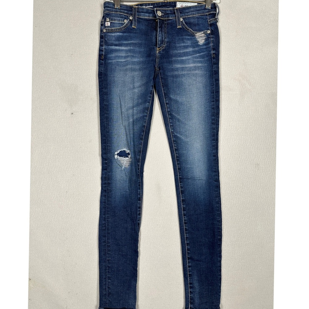 AG Adriano Goldschmied Jeans Womens 25R The Legging Super Skinny Blue Distressed